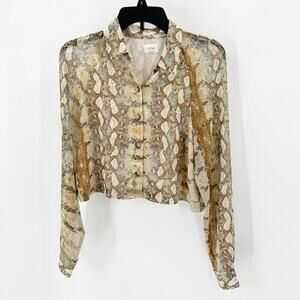 Aritzia Wilfred Henrietta Shirt Button Up cropped snake print boxy size S